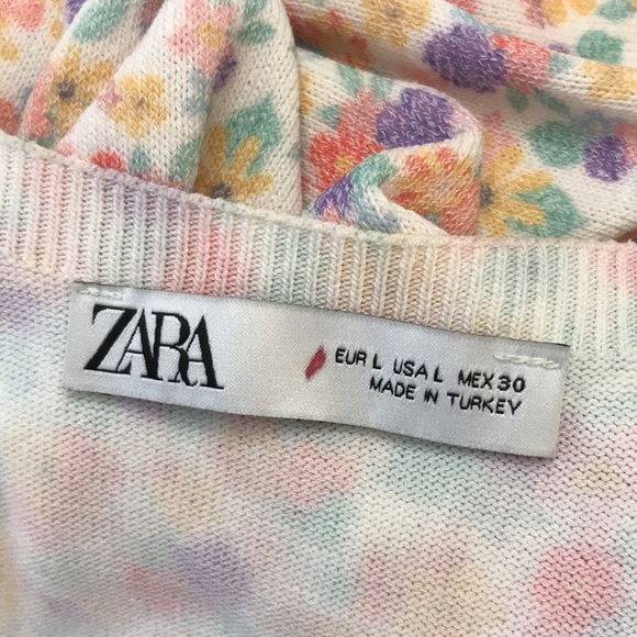 NWOT Zara Knit Floral Print Midi Dress Large - Picture 15 of 16